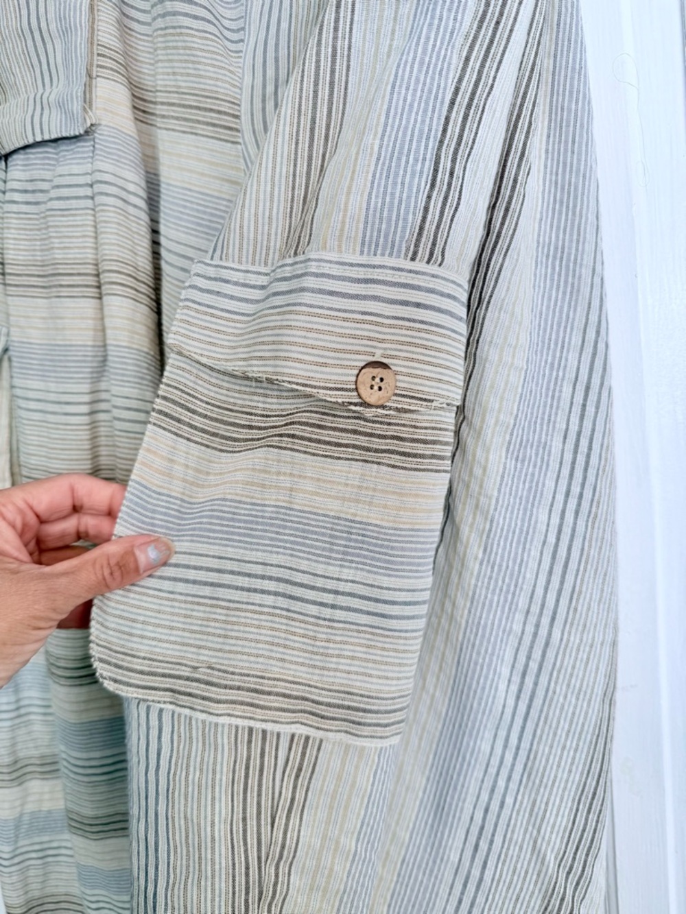 ⚜️Light Stripe Wide-Leg Cargo Pants - Neutral Stripe - Picture 5 of 7